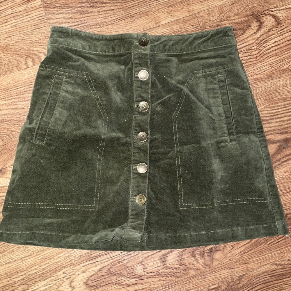 Green Faux Suede Mini Skirt